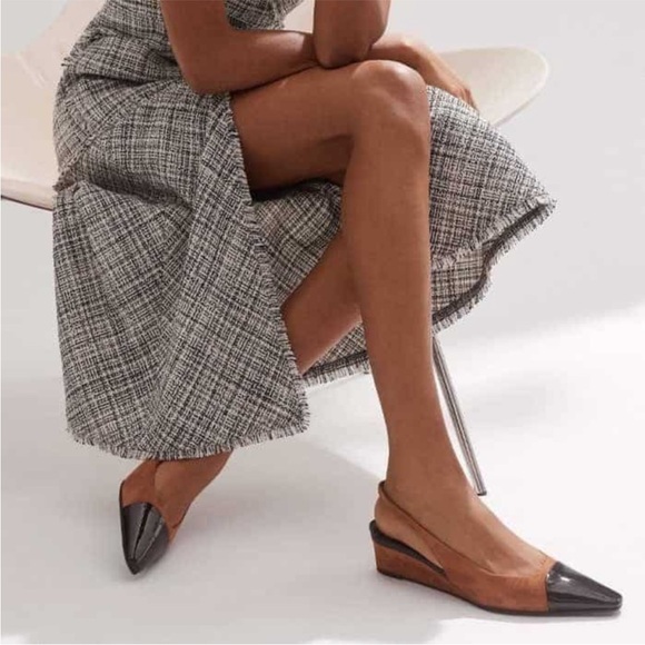 ME+EM Black and White Tweed Midi Dress - size 6 - Picture 3 of 13